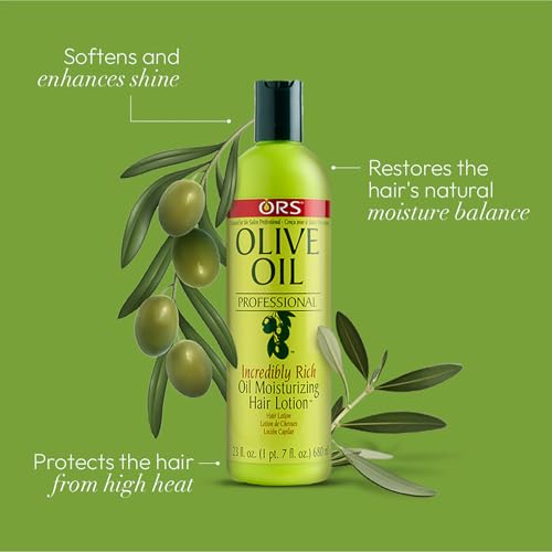 ORS Olive Oil Professional Rich Oil Moisturizing Hair Lotion 23 oz | Salon-Grade Hydration & Heat Protection