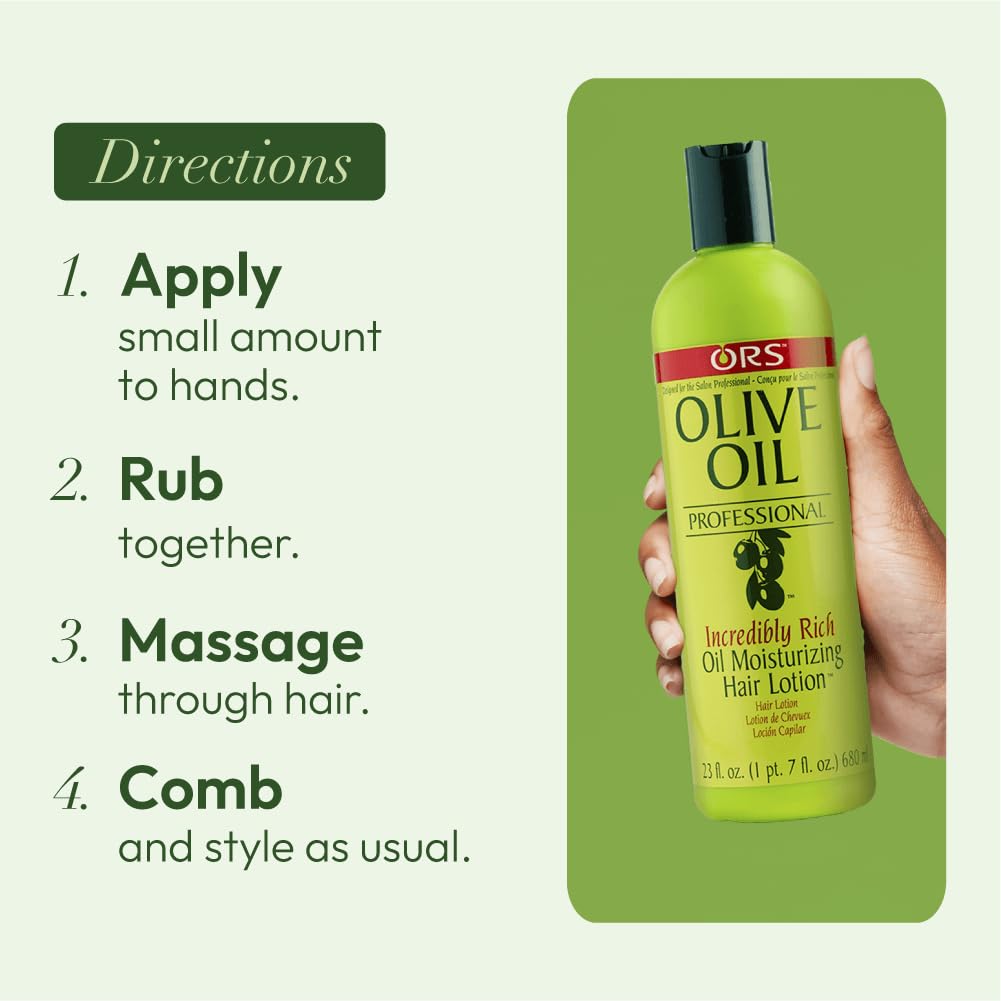 ORS Olive Oil Professional Rich Oil Moisturizing Hair Lotion 23 oz | Salon-Grade Hydration & Heat Protection