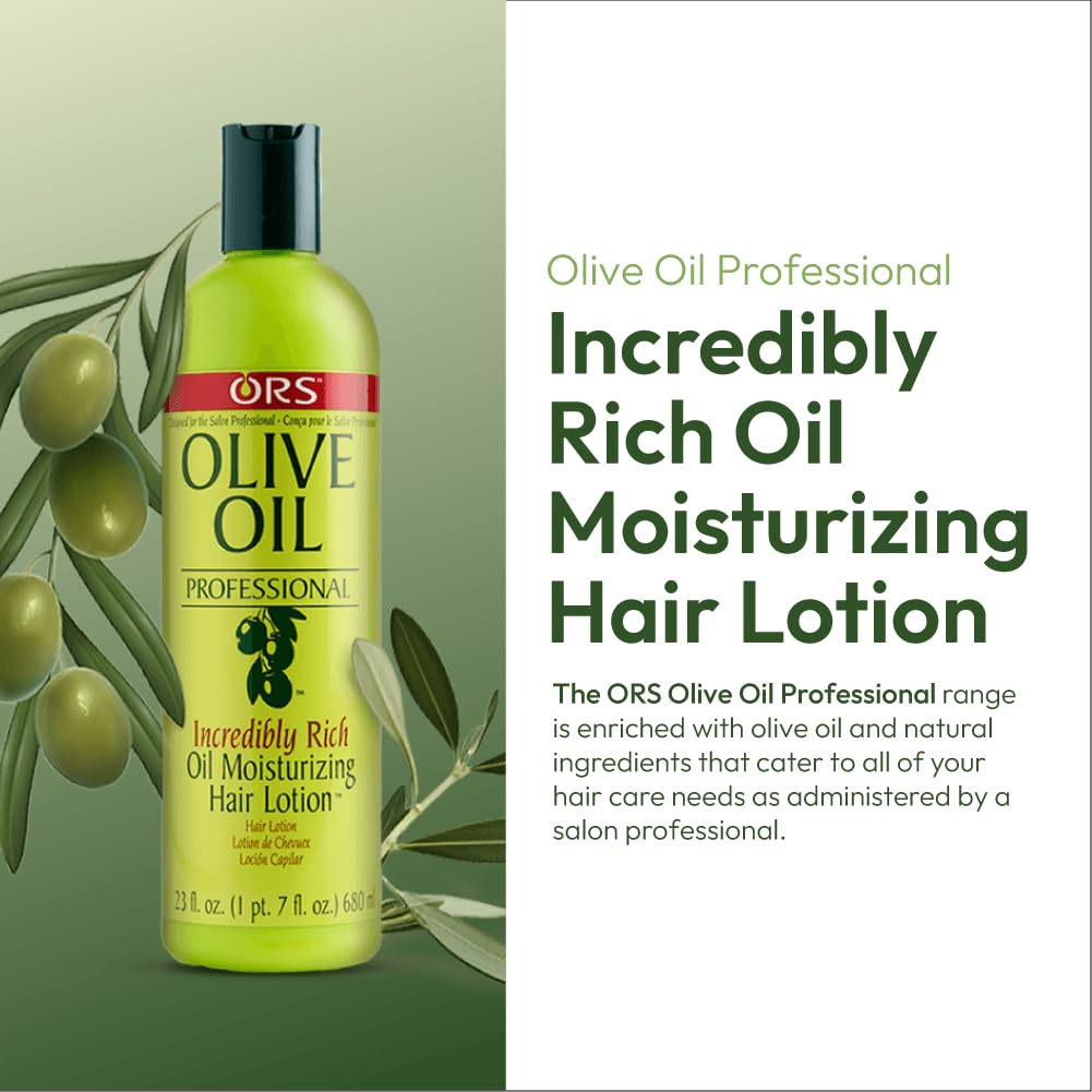 ORS Olive Oil Professional Rich Oil Moisturizing Hair Lotion 23 oz | Salon-Grade Hydration & Heat Protection