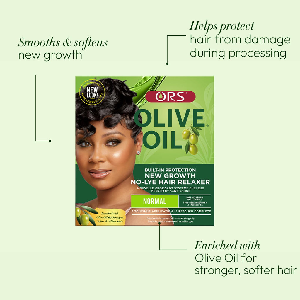 ORS Olive Oil Built-In Protection New Growth No-Lye Relaxer, Normal Strength (Pack of 4)