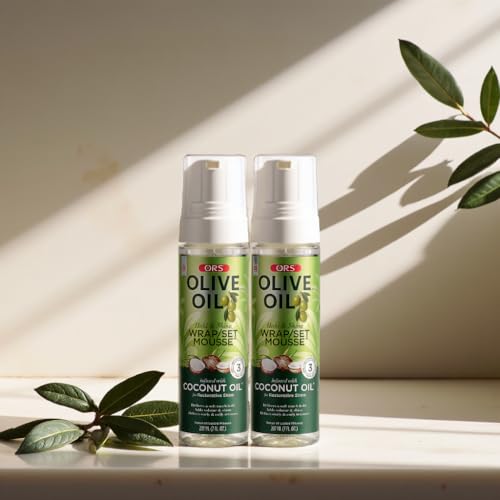 ORS Olive Oil Wrap Set Mousse – Hold & Shine, Coconut Oil, 2x7 oz
