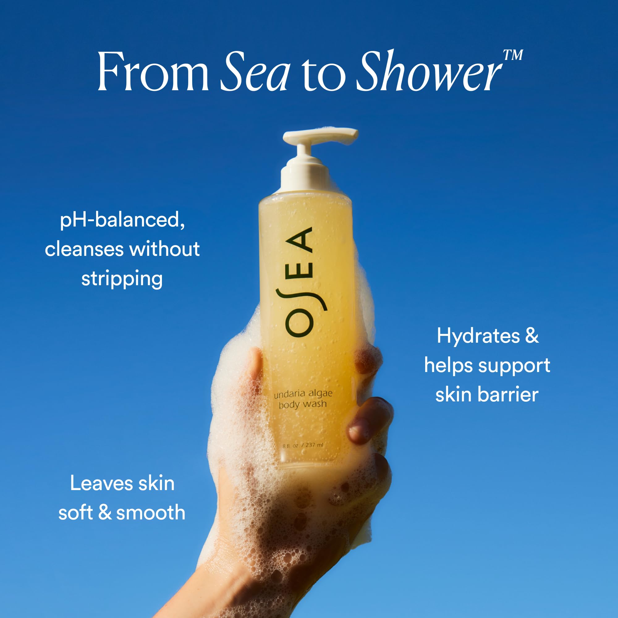 OSEA Undaria Algae Body Wash – pH Balanced Hydrating Cleanser with Citrus Scent, vegan & non-toxic (8oz)