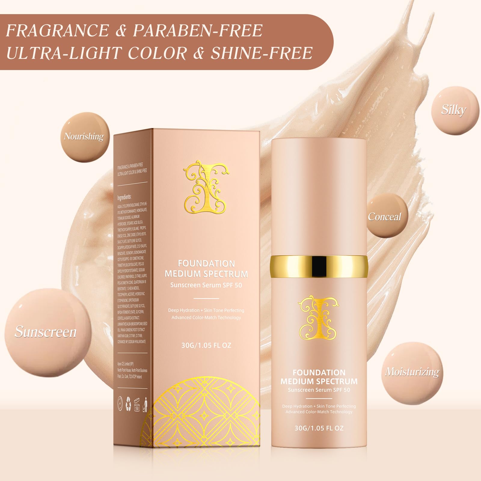 O.SECERT Color Changing Foundation – SPF15, Full Coverage, Natural Finish (#2, 30ml)