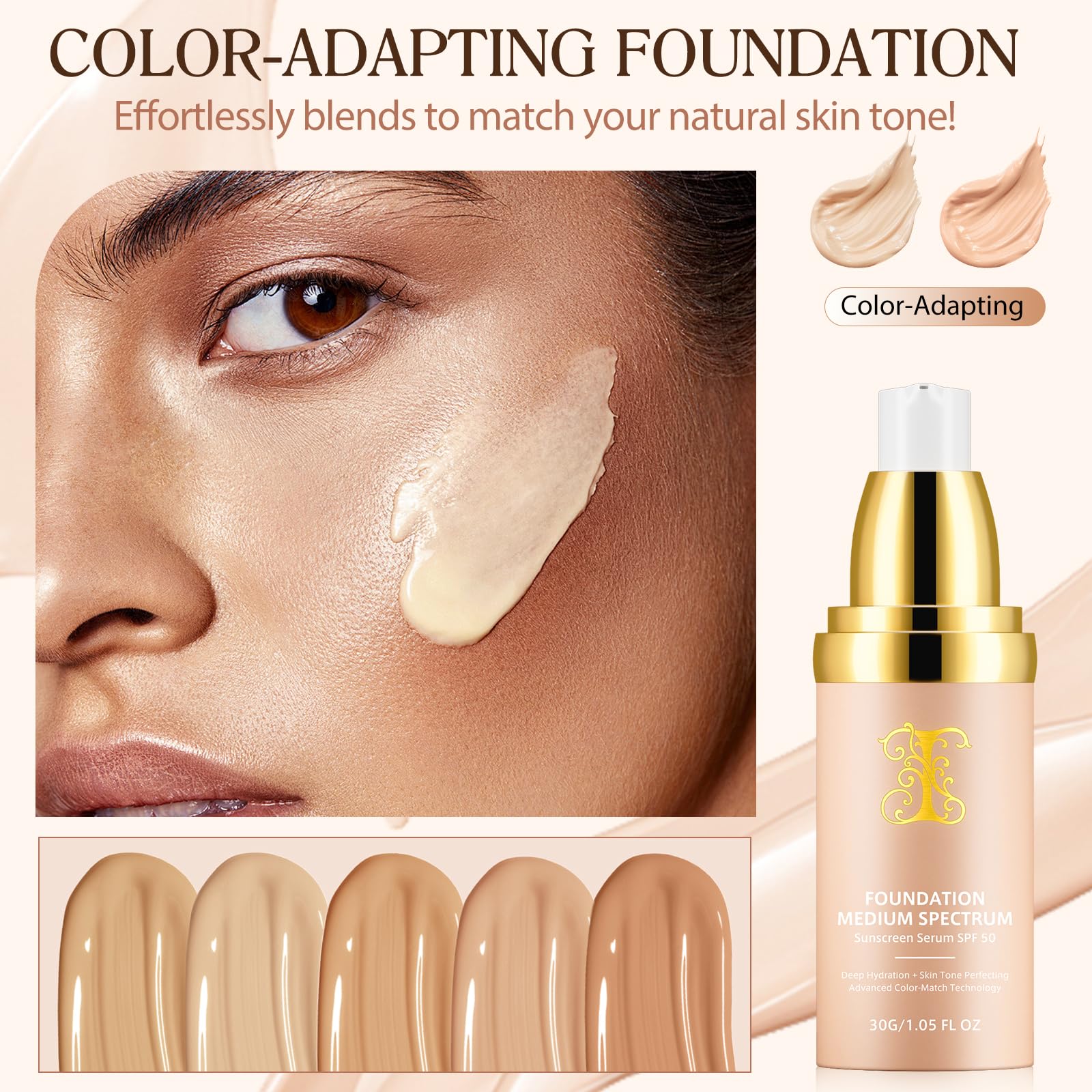 O.SECERT Color Changing Foundation – SPF15, Full Coverage, Natural Finish (#2, 30ml)