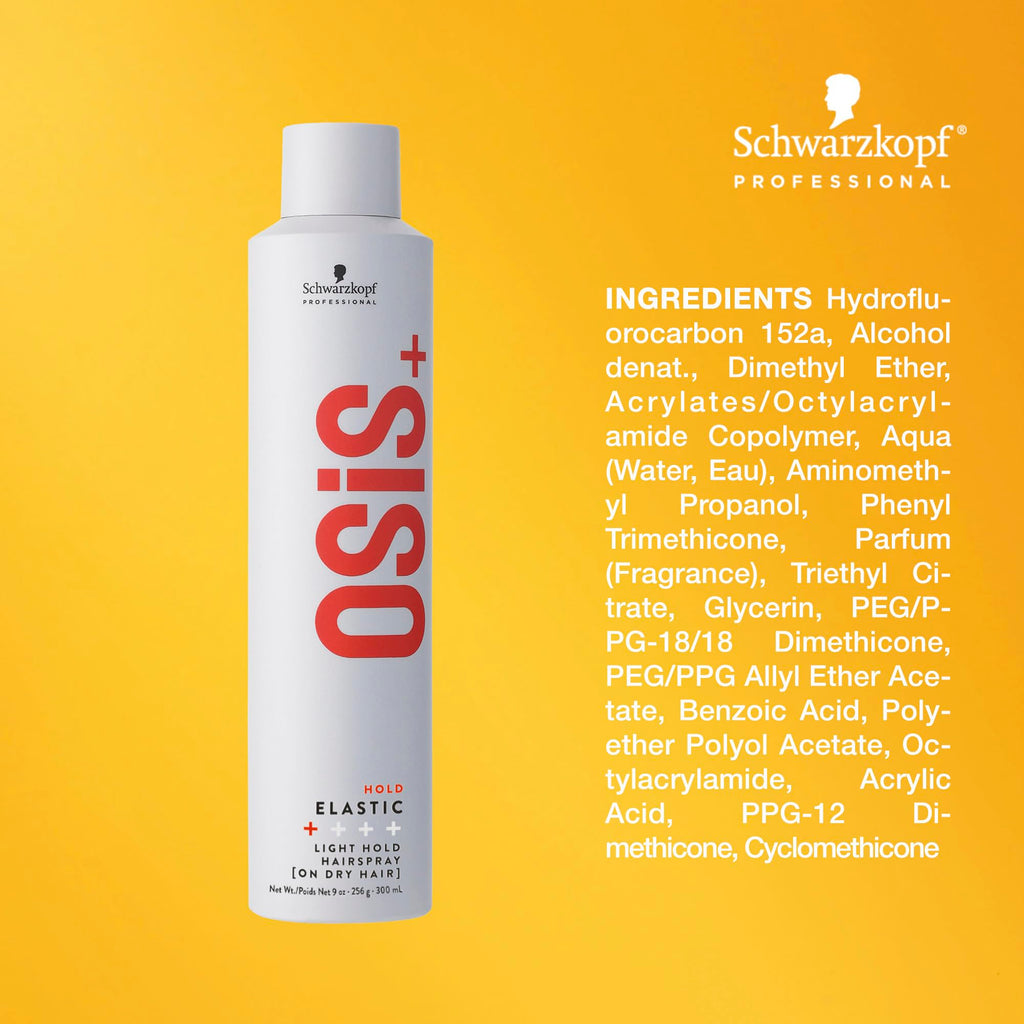 OSiS+ Elastic Light Hold Hairspray – 9 oz (2 Pack) | Lightweight Hold, Heat Protection to 450°F, Shine for All Hair Types