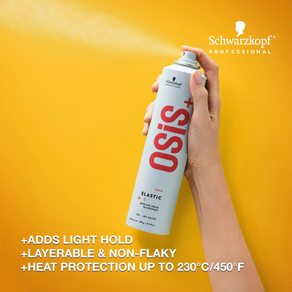 OSiS+ Elastic Light Hold Hairspray – 9 oz (2 Pack) | Lightweight Hold, Heat Protection to 450°F, Shine for All Hair Types