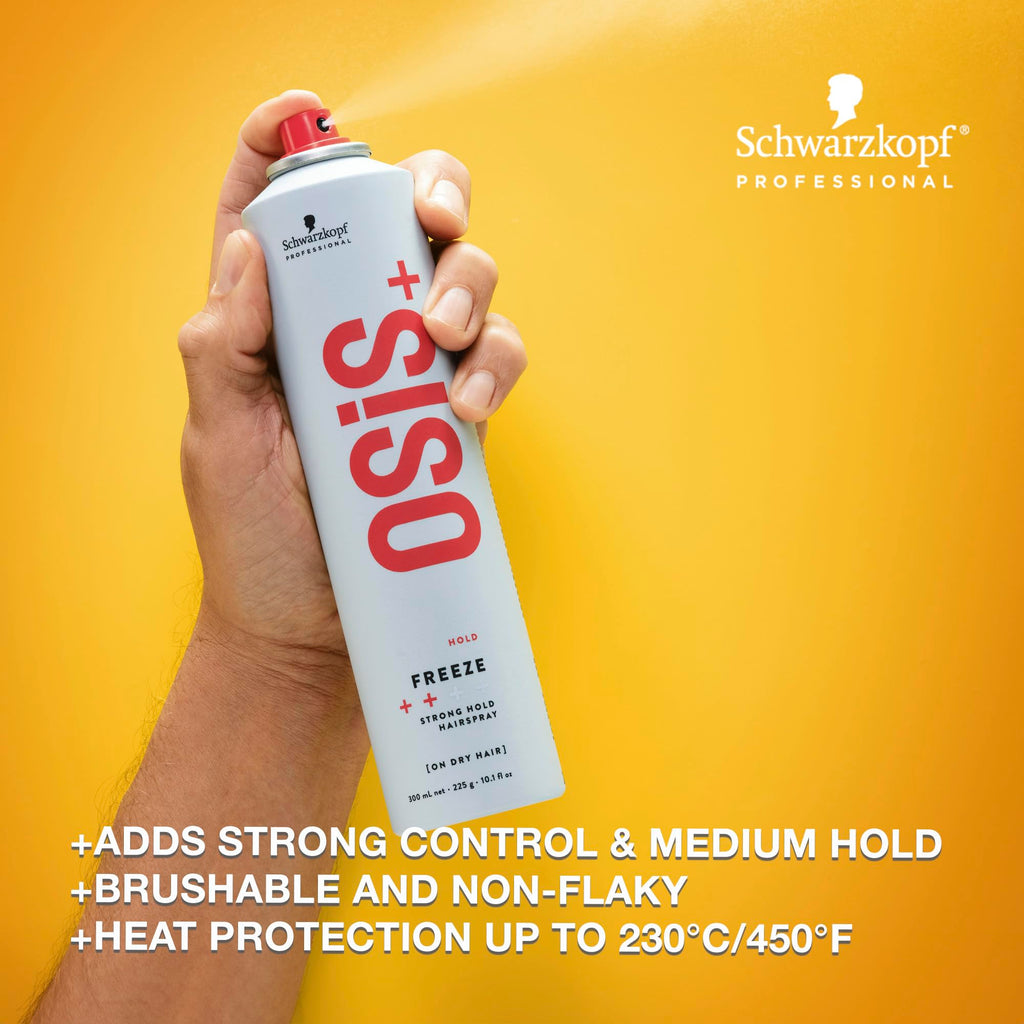 OSiS+ Freeze Medium Hold Hairspray 9 oz (2-Pack) – All Day Hold, Humidity & Heat Protection