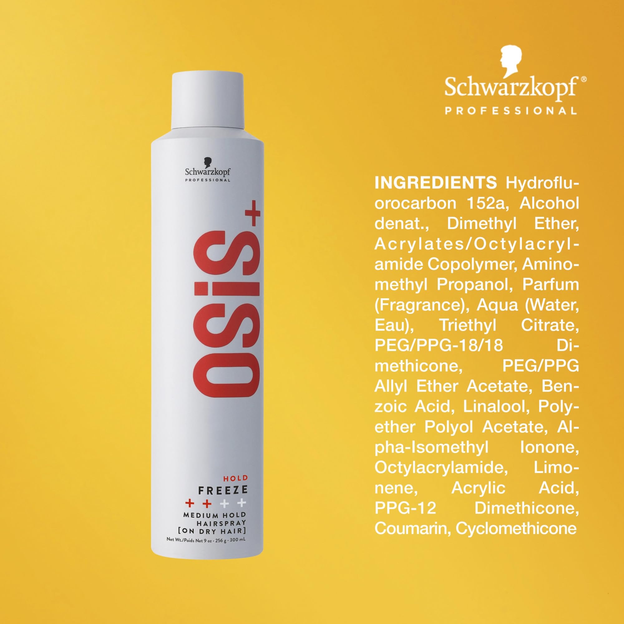 OSiS+ Freeze Medium Hold Hairspray 9 oz (2-Pack) – All Day Hold, Humidity & Heat Protection