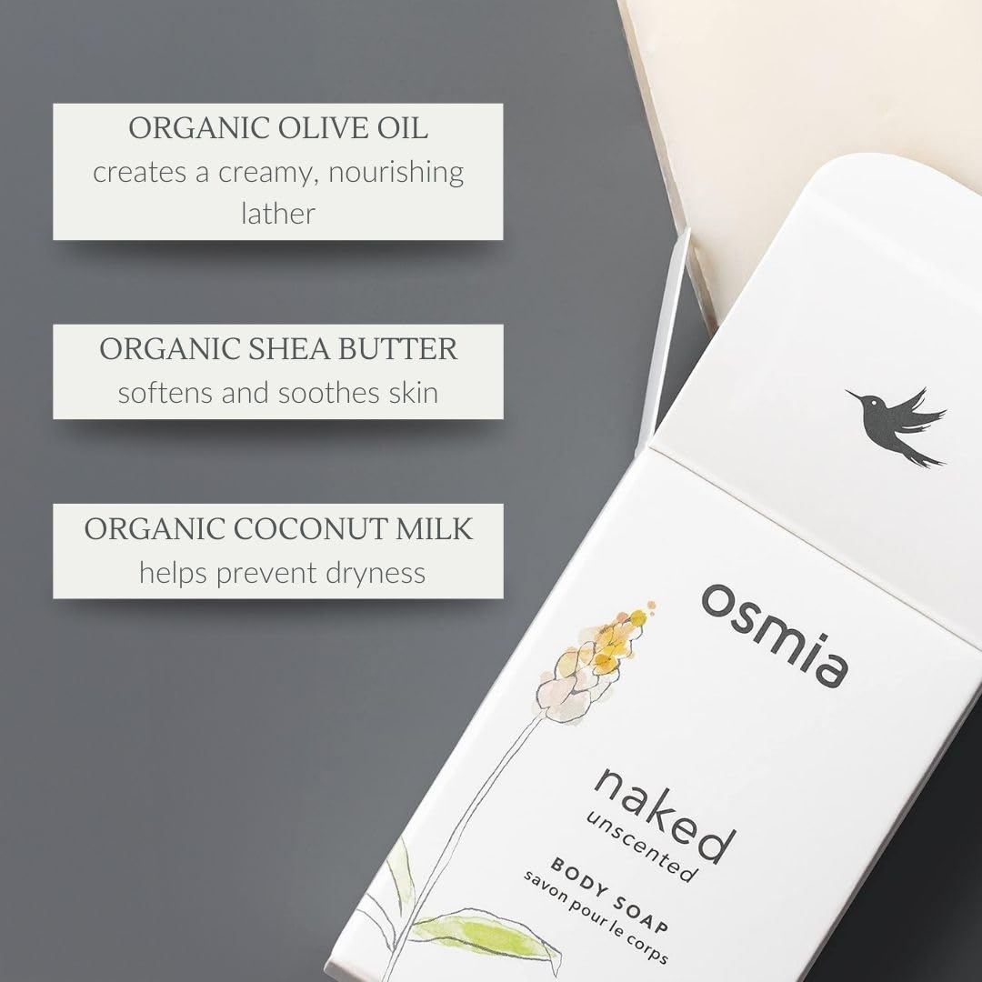 Osmia Naked Body Soap | Unscented for Sensitive Skin | 4 oz (113 g)