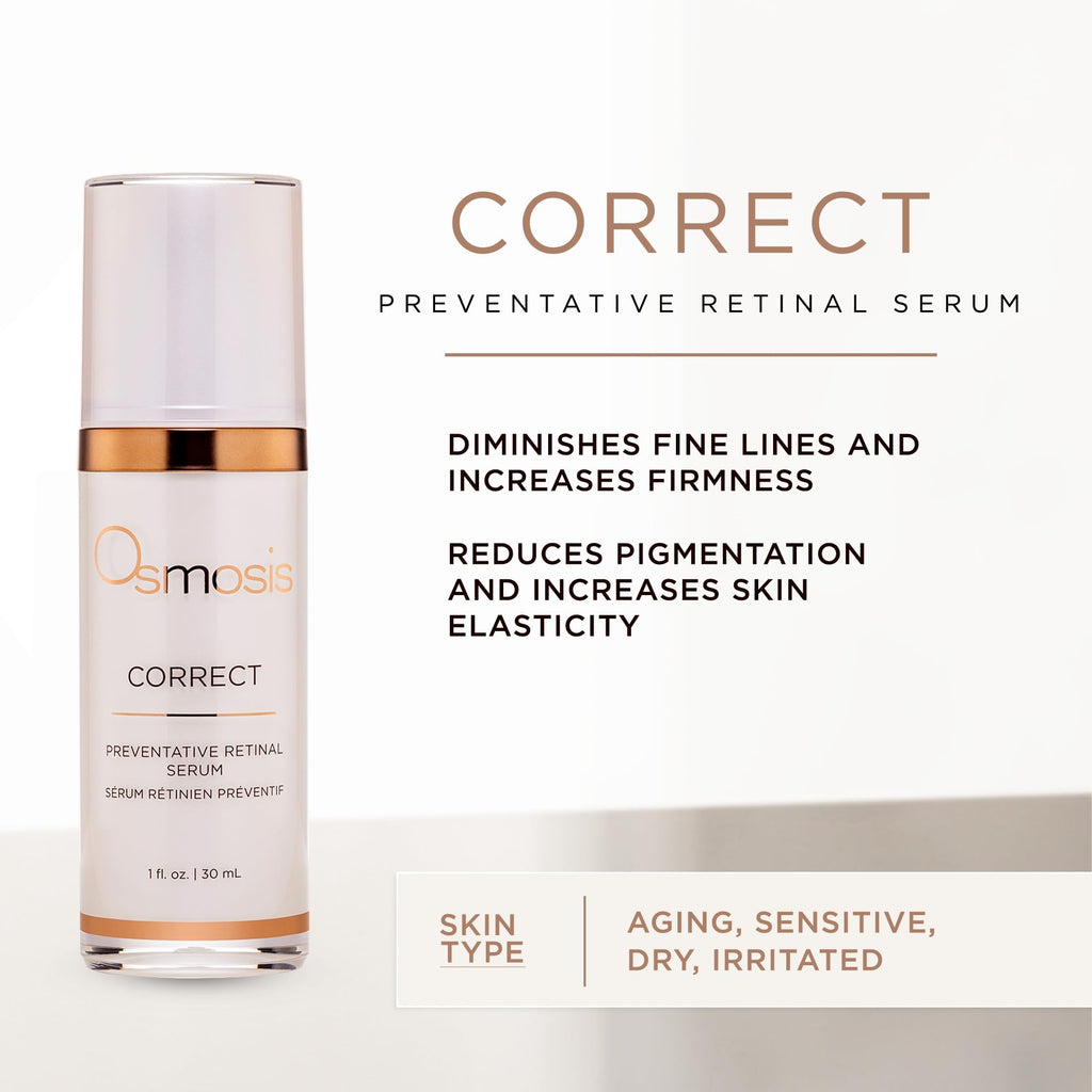 OSMOSIS CORRECT Preventative Retinal Facial Serum | Collagen Booster for Youthful, Radiant Skin • 1 Fl Oz