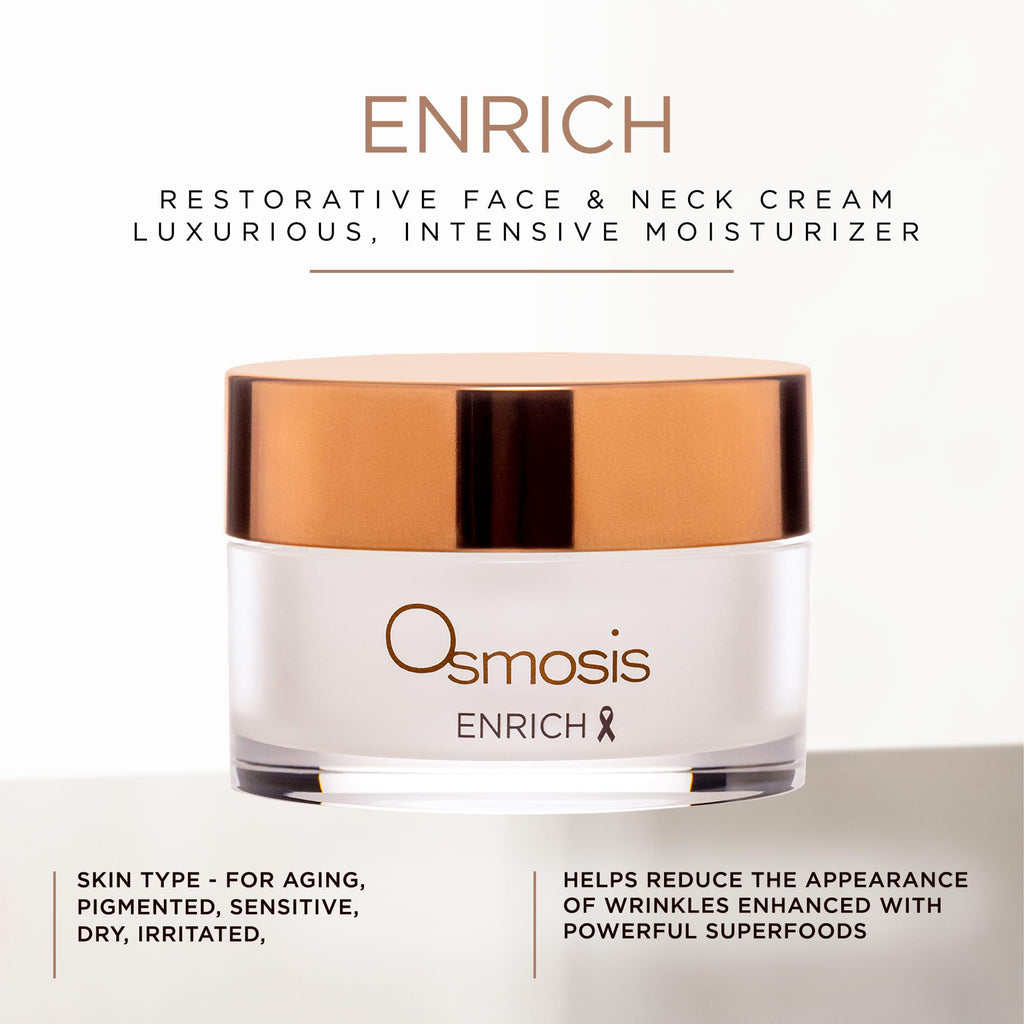 OSMOSIS ENRICH Smoothing Night Repair Cream for Face & Neck — Intensive Moisturizer with Chirata & Fruit Oils, 1 oz
