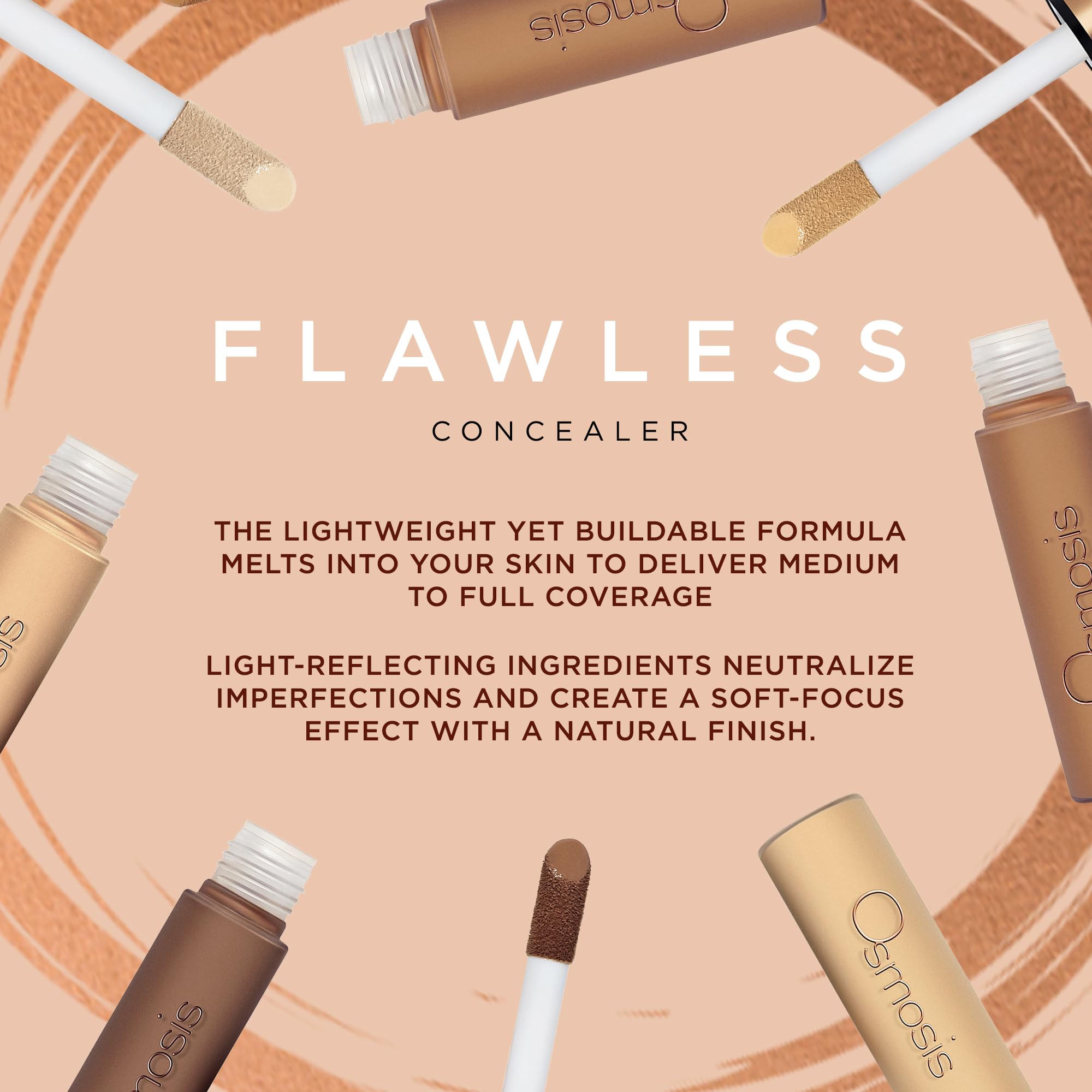 Osmosis Flawless Concealer – Lightweight, Medium to Full Coverage, Natural Matte Finish, Hydrates | 10 Shades (Truffle)