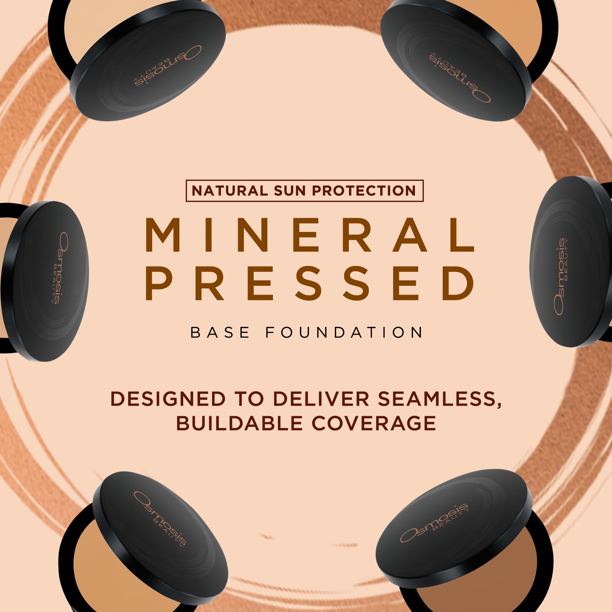 OSMOSIS Skincare Mineral Pressed Base Foundation — Golden Medium | Buildable Coverage, Semi-Matte Finish