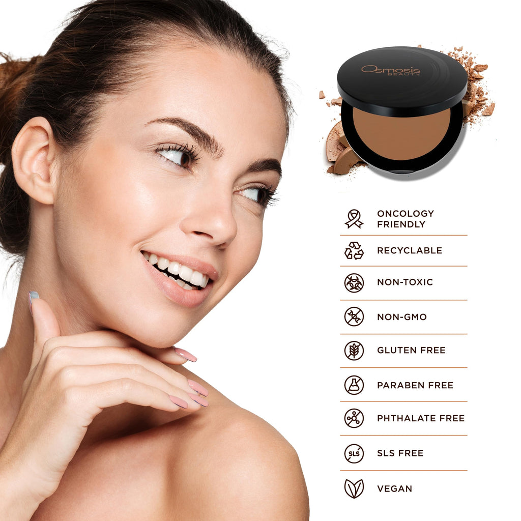 OSMOSIS Skincare Mineral Pressed Base Foundation — Golden Medium | Buildable Coverage, Semi-Matte Finish