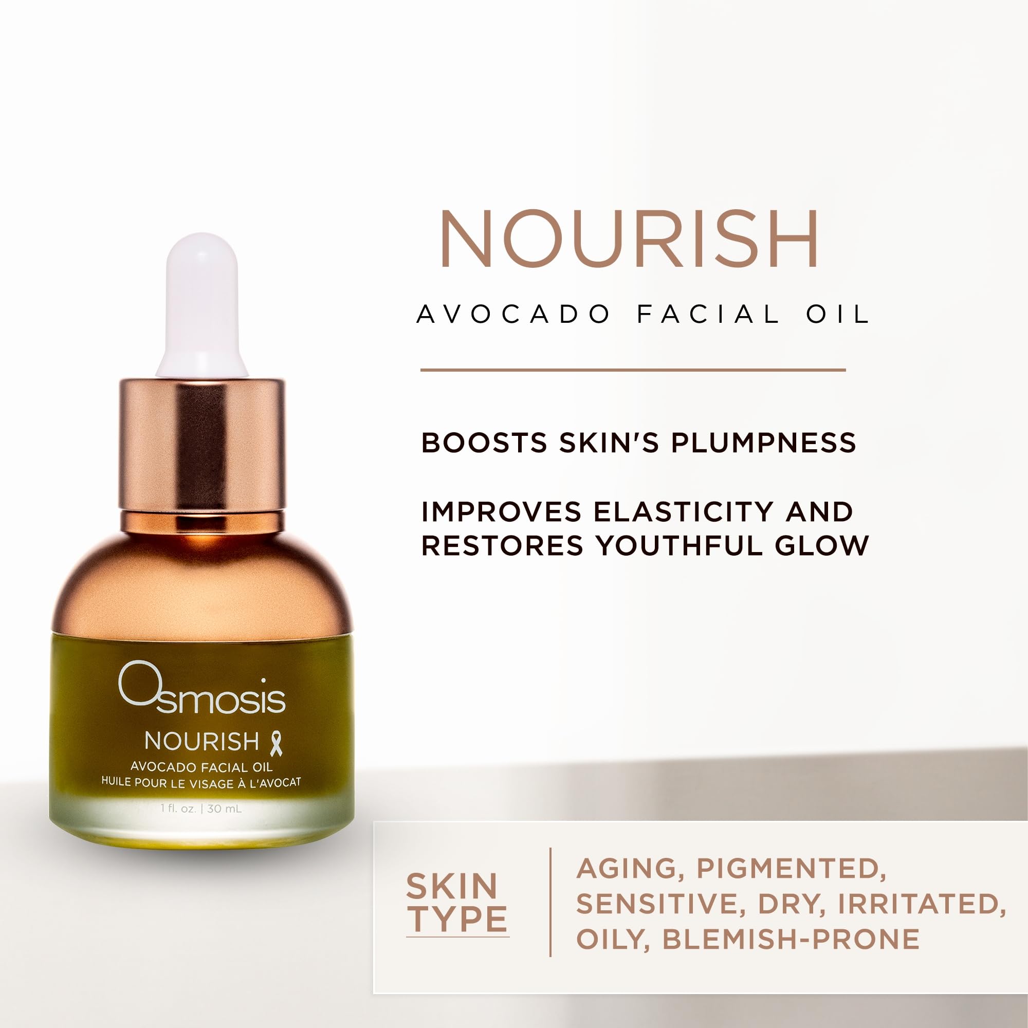 OSMOSIS NOURISH Organic Avocado Facial Oil – Cold-Pressed for Aging & Sensitive Skin | 1 oz