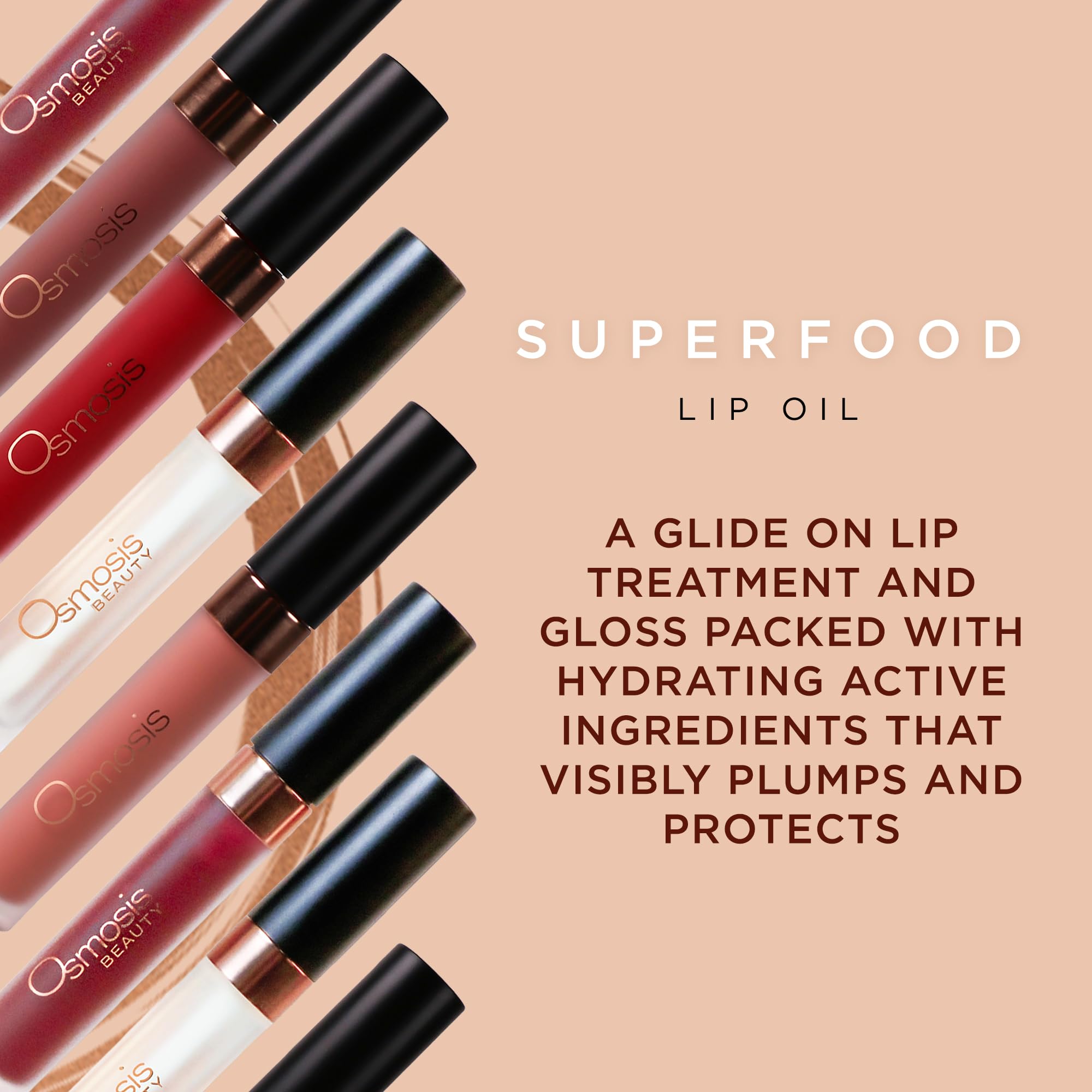 Osmosis Superfood Lip Oil – Nourishing Tinted Lip Gloss with Peptide-Enhanced Hydration