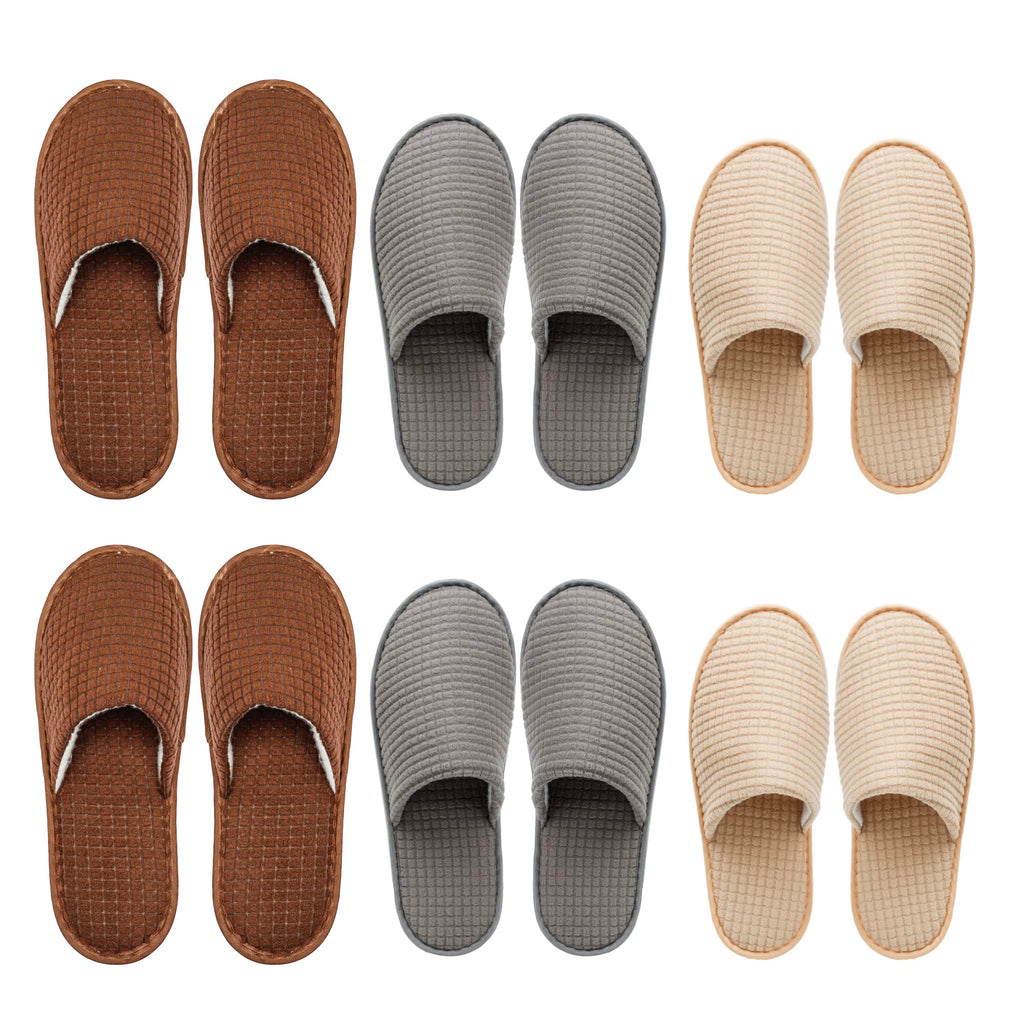 OSTADARRA 6 Pairs Spa Slippers – Non-Slip, Washable, Unisex Guest Slippers for Hotel, Home & Travel