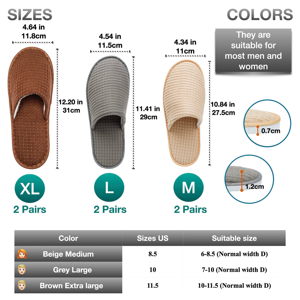 OSTADARRA 6 Pairs Spa Slippers – Non-Slip, Washable, Unisex Guest Slippers for Hotel, Home & Travel