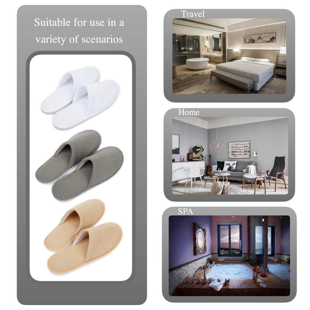 OSTADARRA 10 Pairs Spa Slippers – Non-Slip Disposable Guest Slippers for Hotels & Home