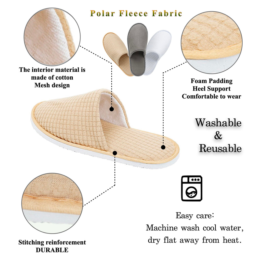 OSTADARRA 10 Pairs Spa Slippers – Non-Slip Disposable Guest Slippers for Hotels & Home