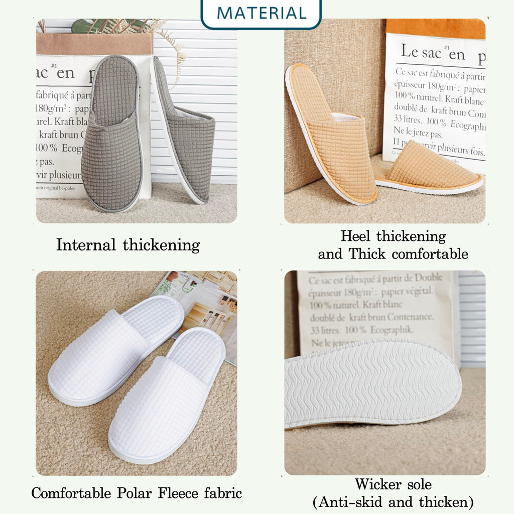 OSTADARRA 10 Pairs Spa Slippers – Non-Slip Disposable Guest Slippers for Hotels & Home