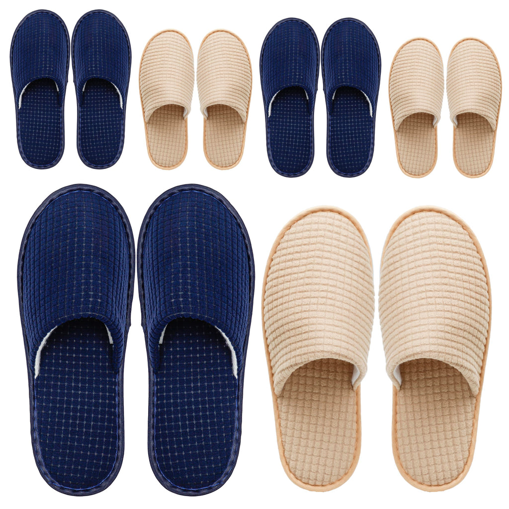 OSTADARRA 6 Pairs Spa Slippers – Non-Slip, Washable Guest Slippers for Hotel, Home & Travel (Women M, Men XL)