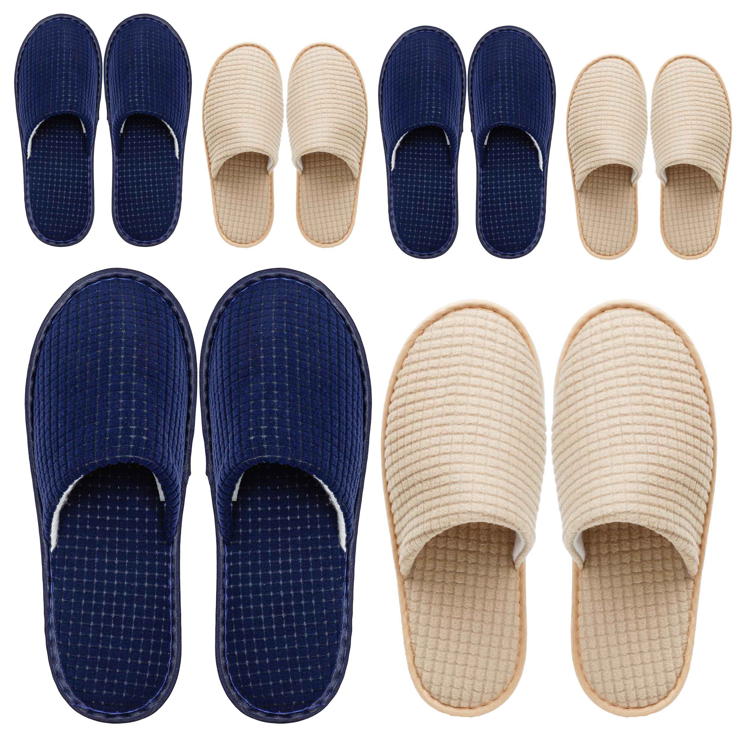 OSTADARRA 6 Pairs Spa Slippers – Non-Slip, Washable Guest Slippers for Hotel, Home & Travel (Women M, Men XL)