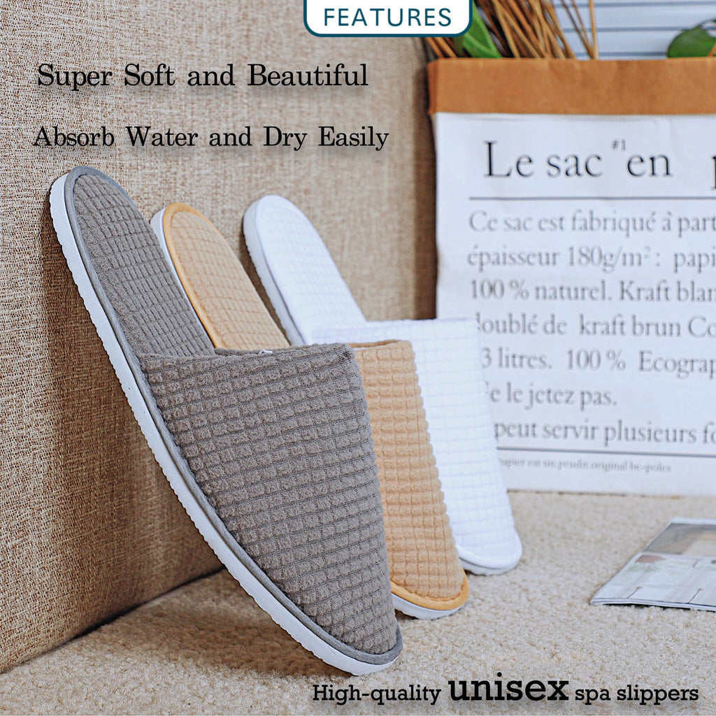 OSTADARRA 10 Pairs Spa Slippers – Non-Slip Disposable Guest Slippers for Hotels & Home