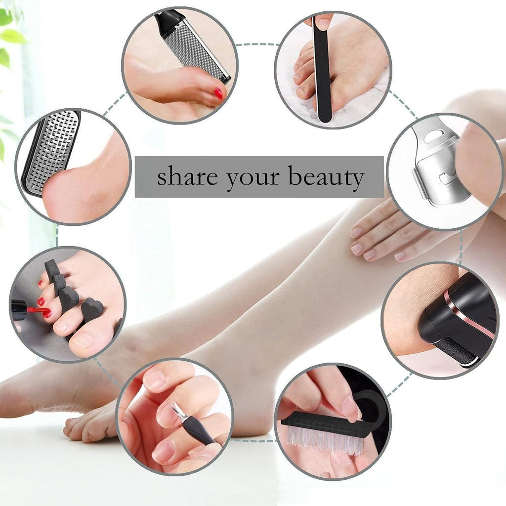 OTAZWA Electric Foot Callus Remover | 21-in-1 Pedicure Kit, 2 Speeds, USB Rechargeable, Waterproof