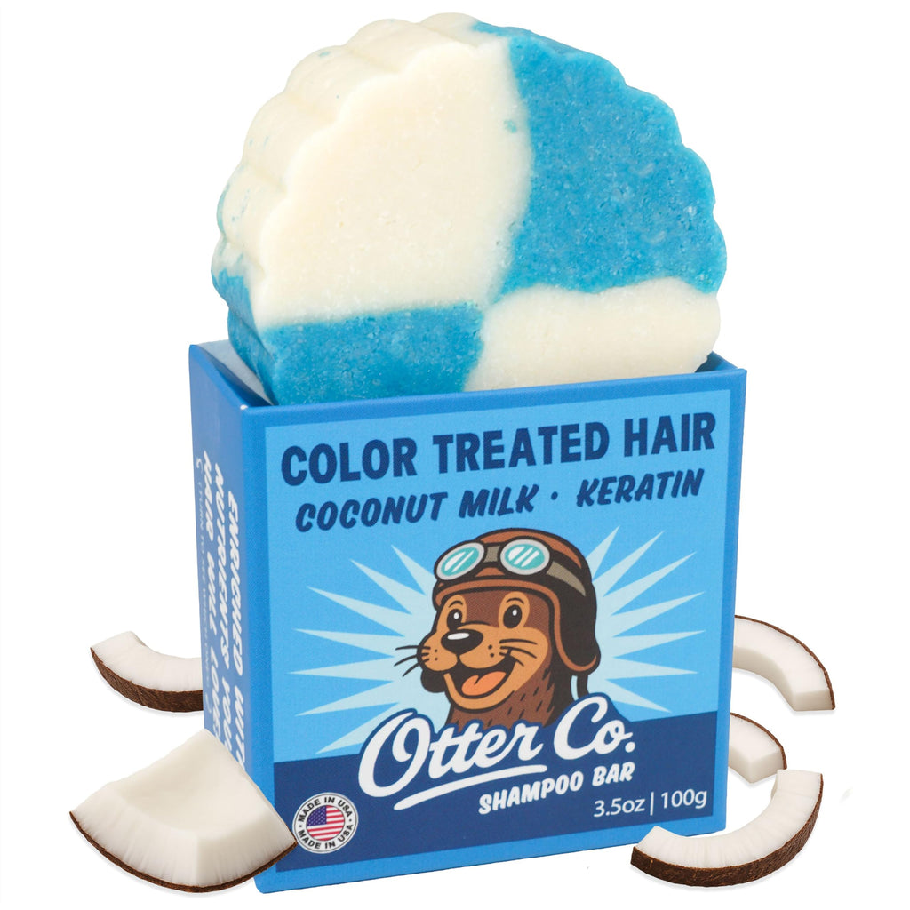 Otter Co. Solid Shampoo for Color-Treated Hair – Keratin & Argan Oil, Anti-Chlorine, USA Made