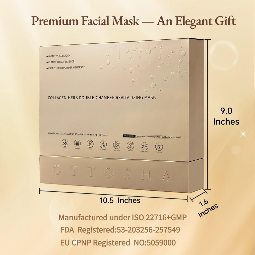 OTTOSHA Bioactive Collagen Face Mask with Separated Serum Gel & Powder Membrane | Hydrating, Repairing, Revitalizing