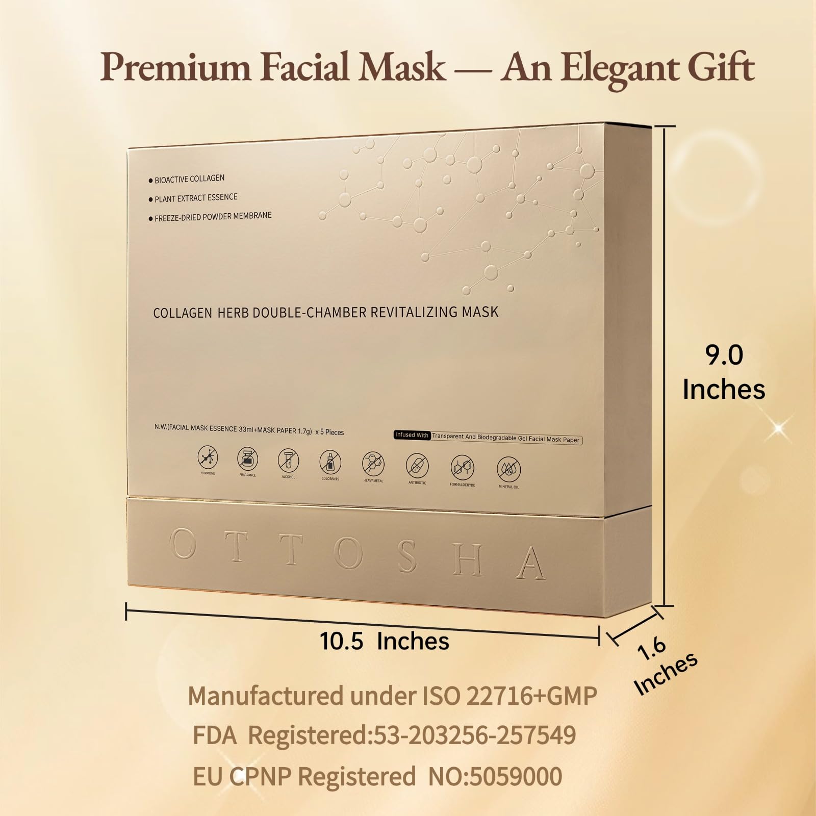 OTTOSHA Bioactive Collagen Face Mask with Separated Serum Gel & Powder Membrane | Hydrating, Repairing, Revitalizing