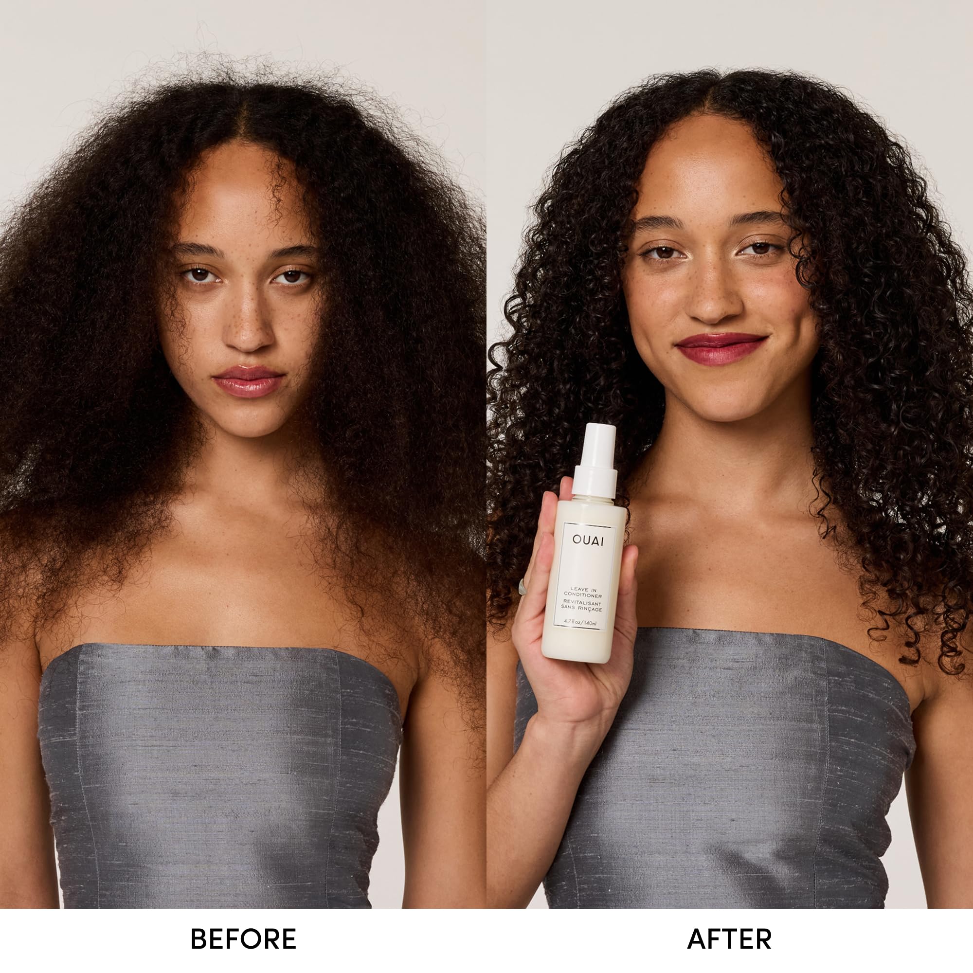 OUAI Leave-In Conditioner & Wave Spray Bundle | Frizz Control, Texture & Shine