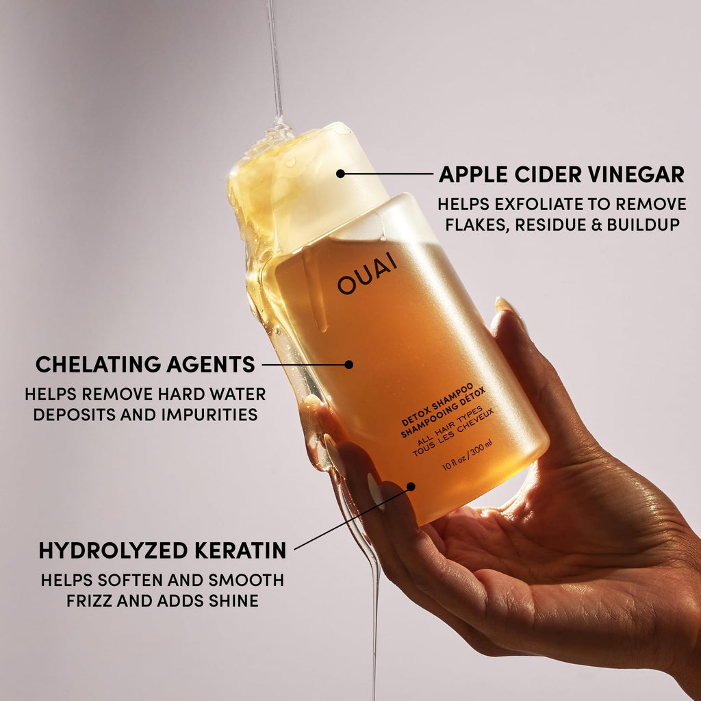 OUAI Detox Shampoo — Clarifying, Sulfate-Free (16 oz) for Build-Up, Hard Water, Dirt & Oil