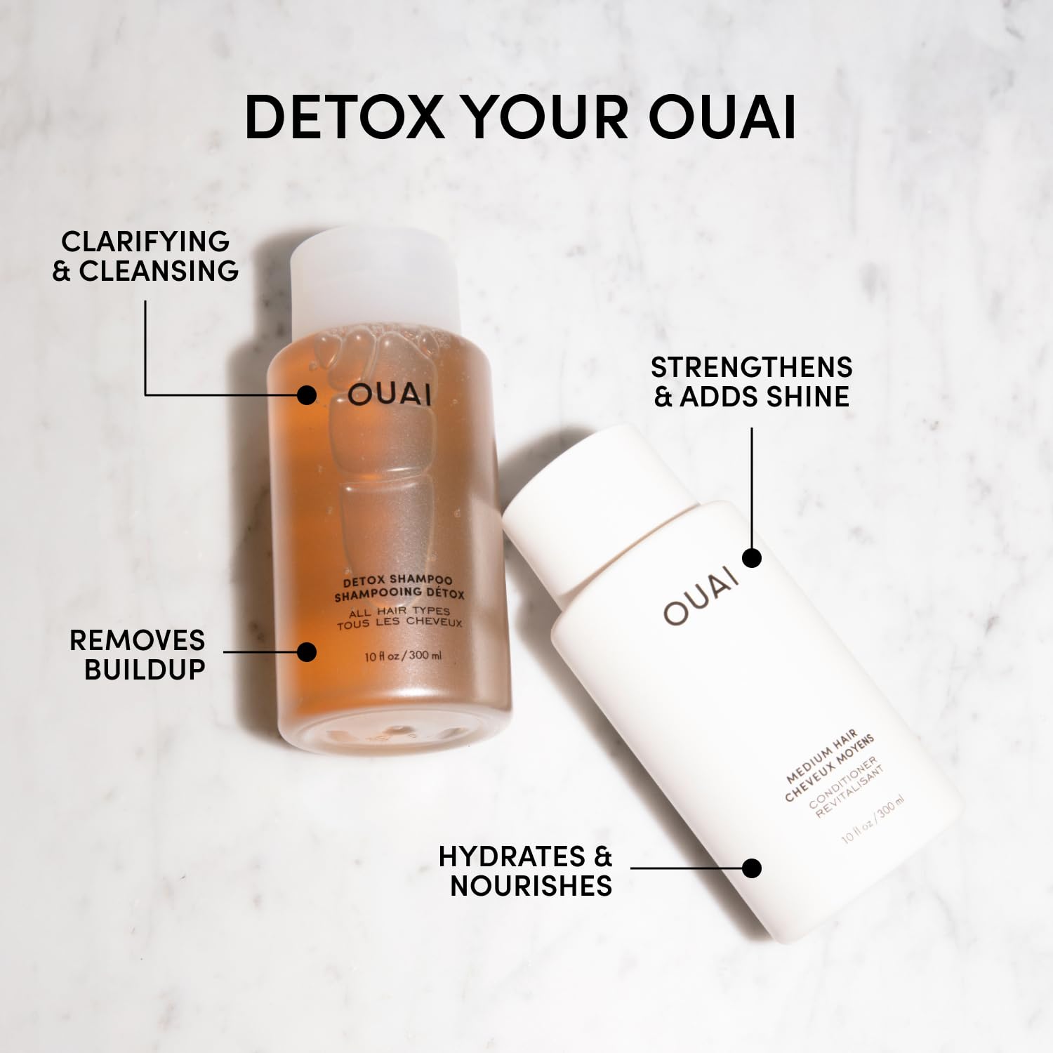 OUAI Detox Shampoo & Medium Hair Conditioner Bundle — Clarifying + Hydrating Duo