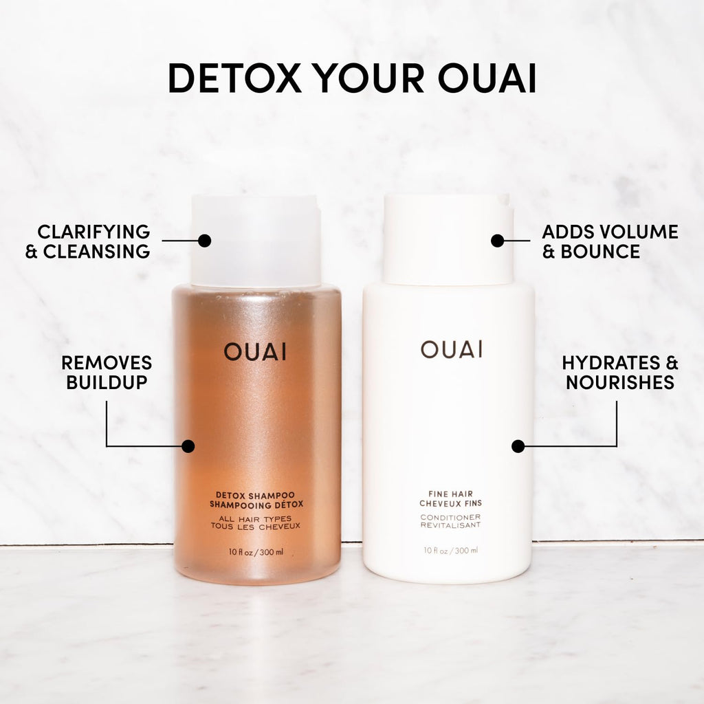 OUAI Detox Shampoo & Fine Hair Conditioner Bundle – Clarifying, Volume-Boosting Duo for Fine Hair