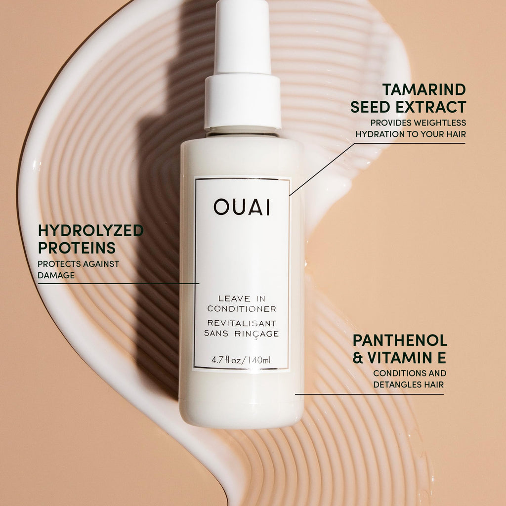 OUAI Leave-In Conditioner & Wave Spray Bundle | Frizz Control, Texture & Shine