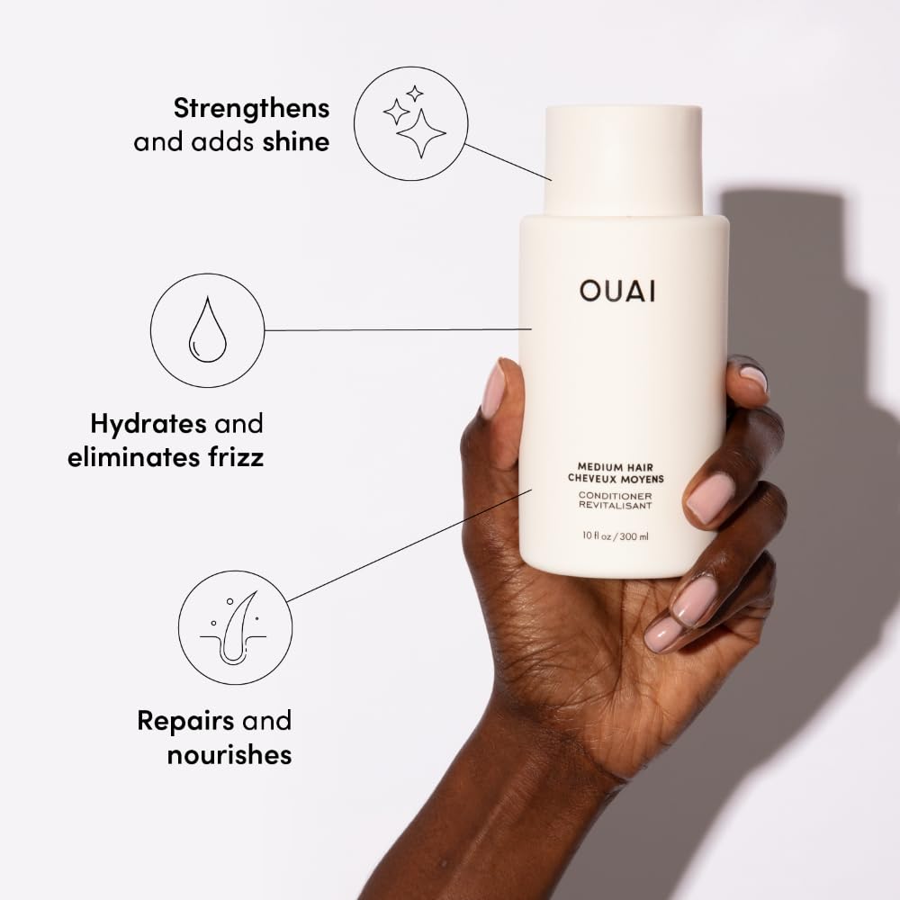 OUAI Medium Hair Shampoo & Conditioner Set — Travel Size (3 oz) | Hydrating, Sulfate, Paraben & Phthalate Free
