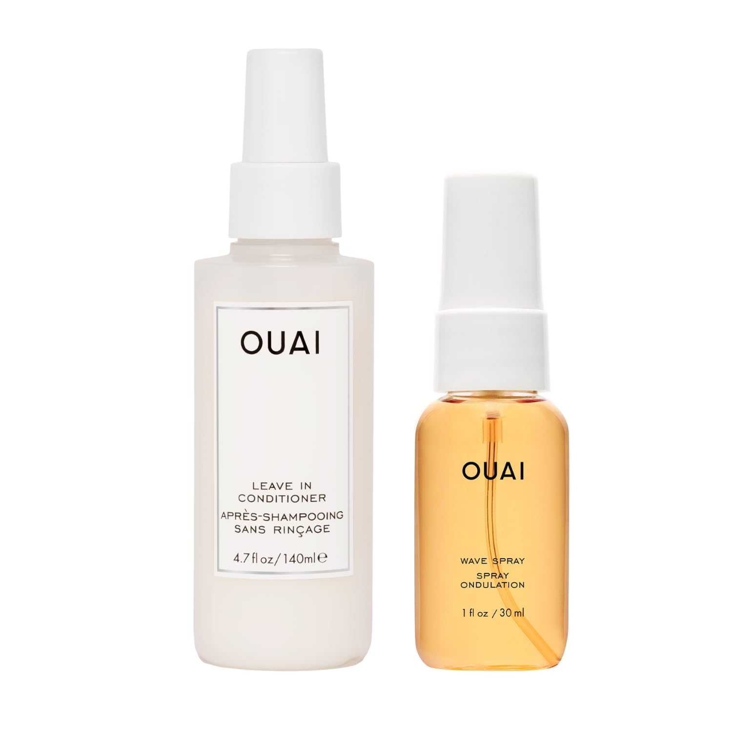 OUAI Leave-In Conditioner & Wave Spray Bundle | Frizz Control, Texture & Shine