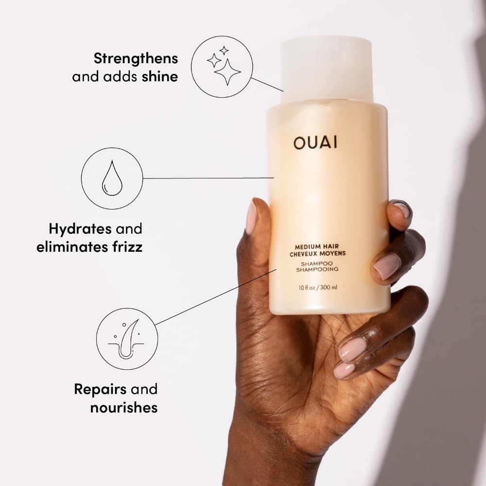 OUAI Medium Hair Shampoo & Conditioner Set — Travel Size (3 oz) | Hydrating, Sulfate, Paraben & Phthalate Free