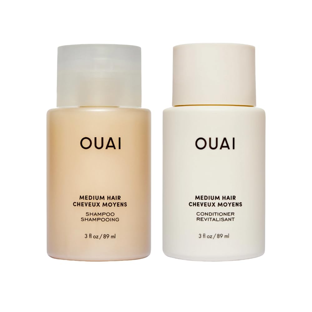 OUAI Medium Hair Shampoo & Conditioner Set — Travel Size (3 oz) | Hydrating, Sulfate, Paraben & Phthalate Free