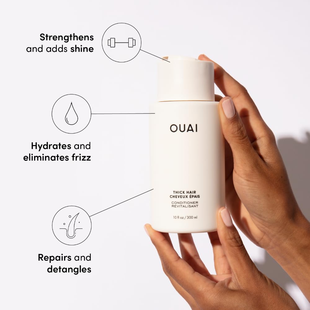 OUAI Thick Hair Shampoo & Conditioner Set – Travel Size with Keratin, Marshmallow Root, Shea Butter & Avocado Oil