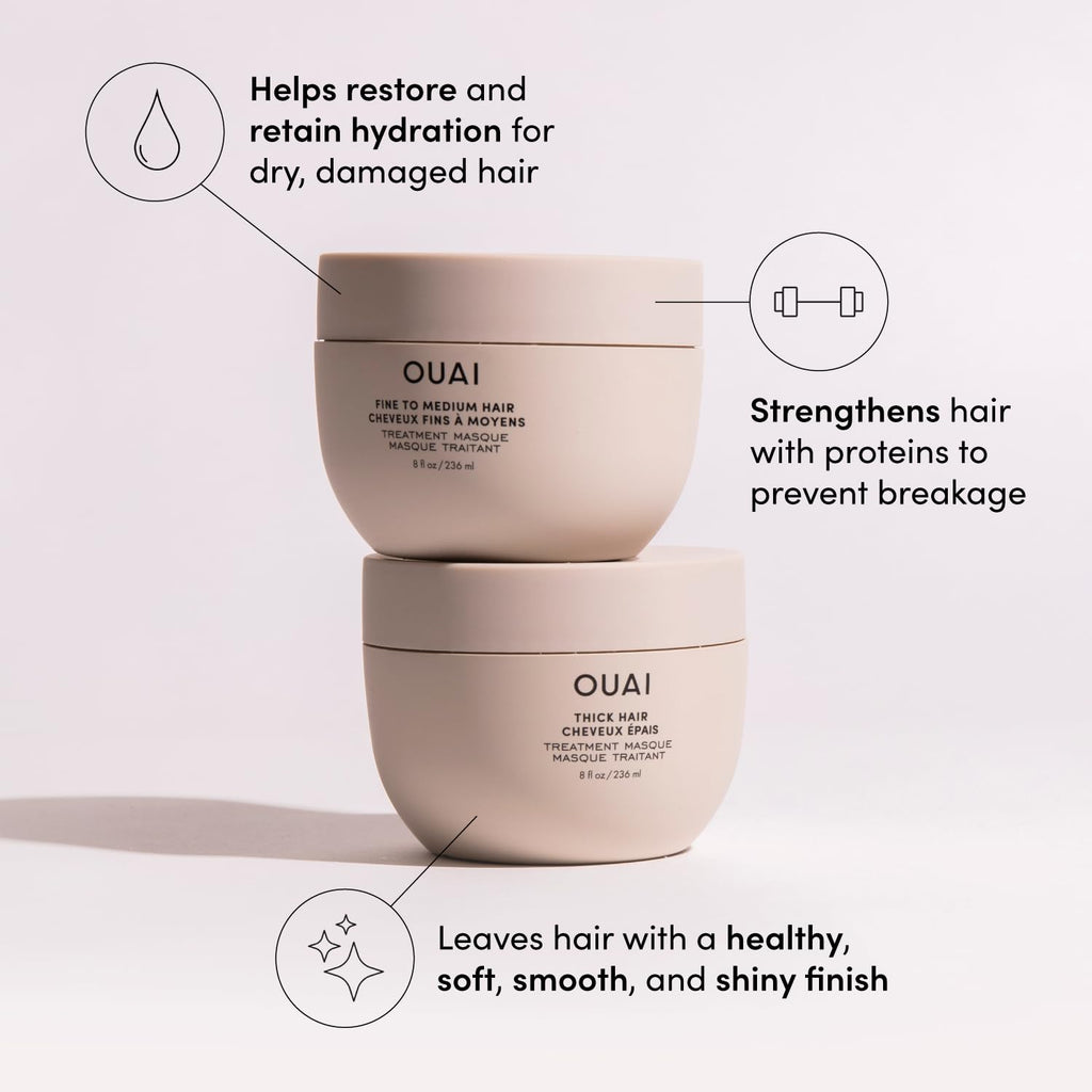 OUAI Travel Kit (4 Count) – Leave-In Conditioner, Detox Shampoo, Hair Mask & Scalp Scrub