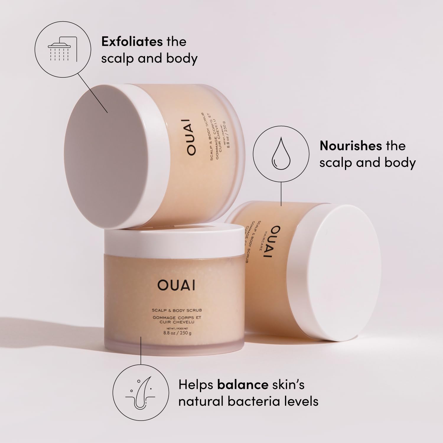 OUAI Travel Kit (4 Count) – Leave-In Conditioner, Detox Shampoo, Hair Mask & Scalp Scrub