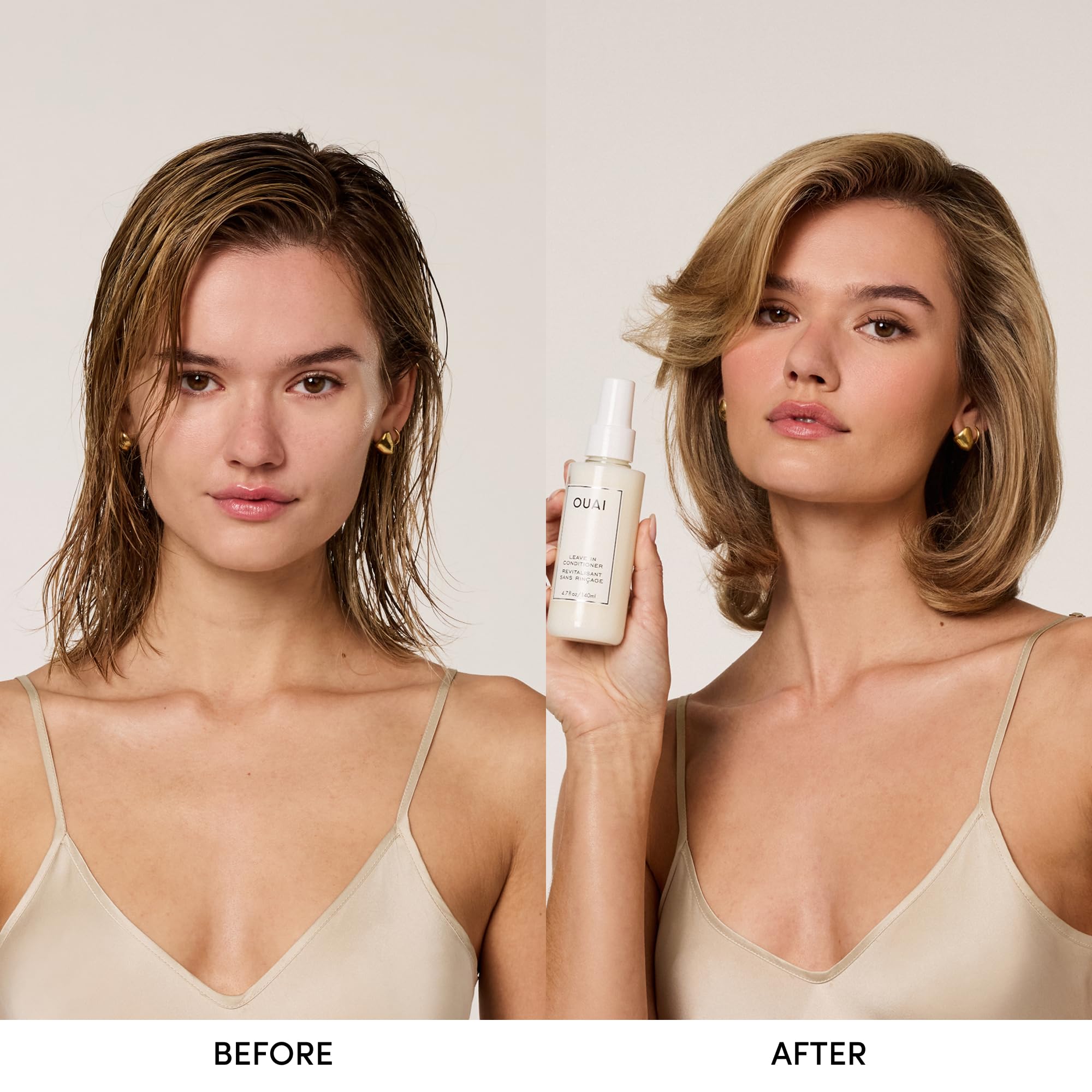 OUAI Leave-In Conditioner & Wave Spray Bundle | Frizz Control, Texture & Shine