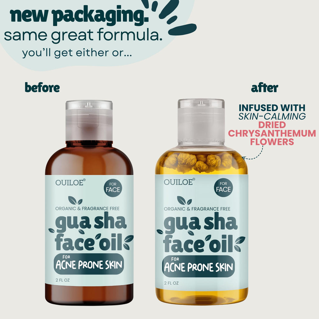 Ouiloe Gua Sha Oil for Acne Prone Skin - Unscented, Non-Comedogenic (2 oz)