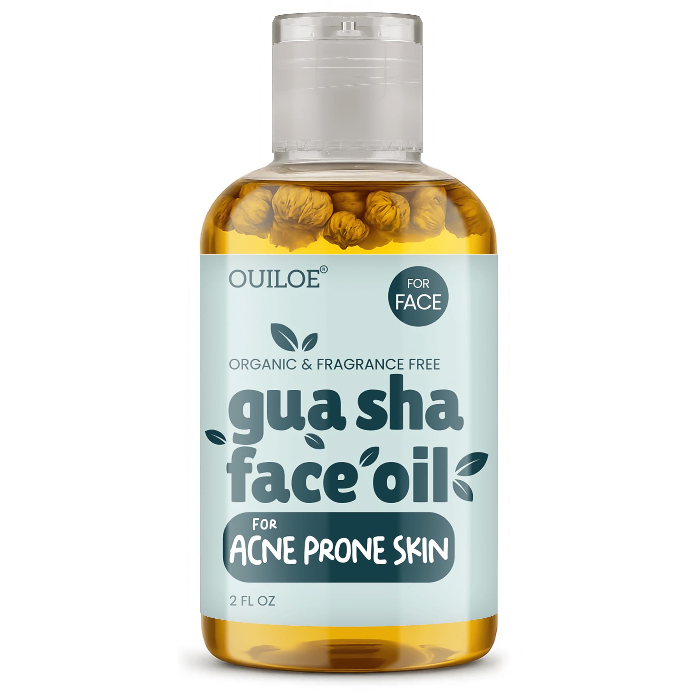 Ouiloe Gua Sha Oil for Acne Prone Skin - Unscented, Non-Comedogenic (2 oz)