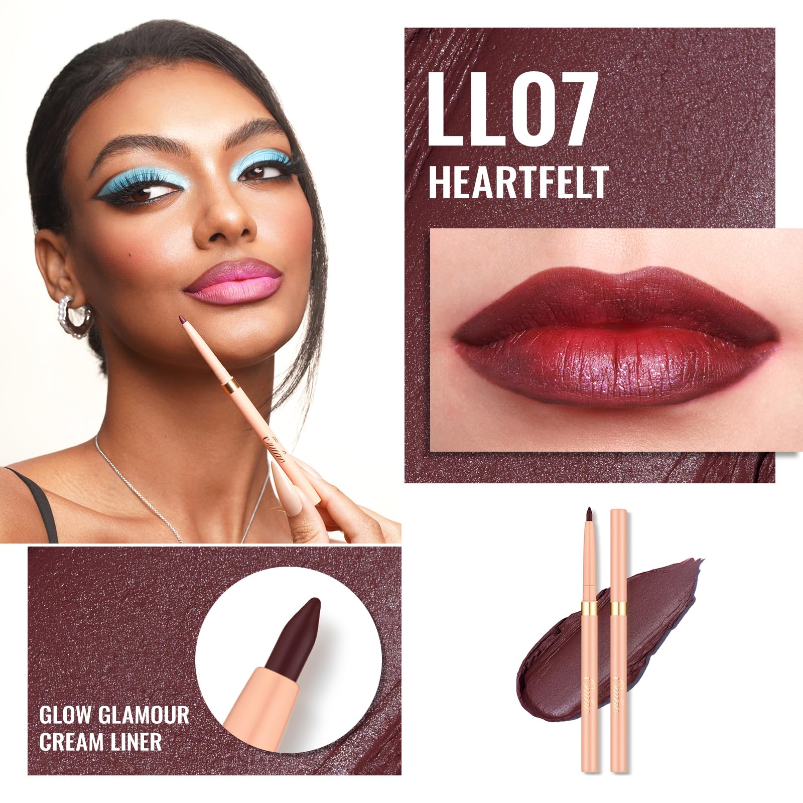 Oulac Red Lipstick & Lipliner Set – High Impact, Moisturizing, Vegan (4.3g x3) LL07+03+04
