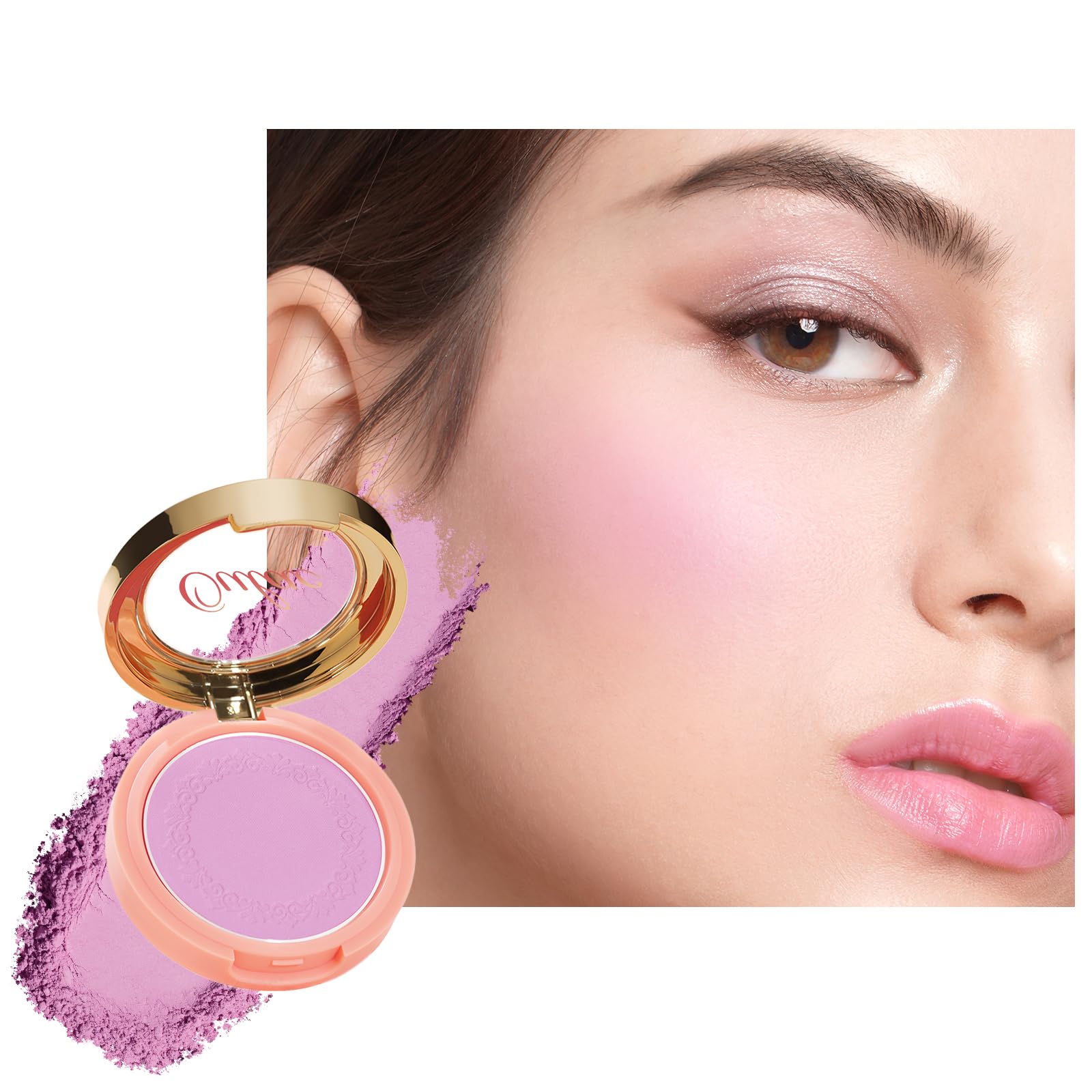 Oulac Purple Blush for Cheeks – Matte Finish, High Pigment, Long-Lasting, Rose Oil