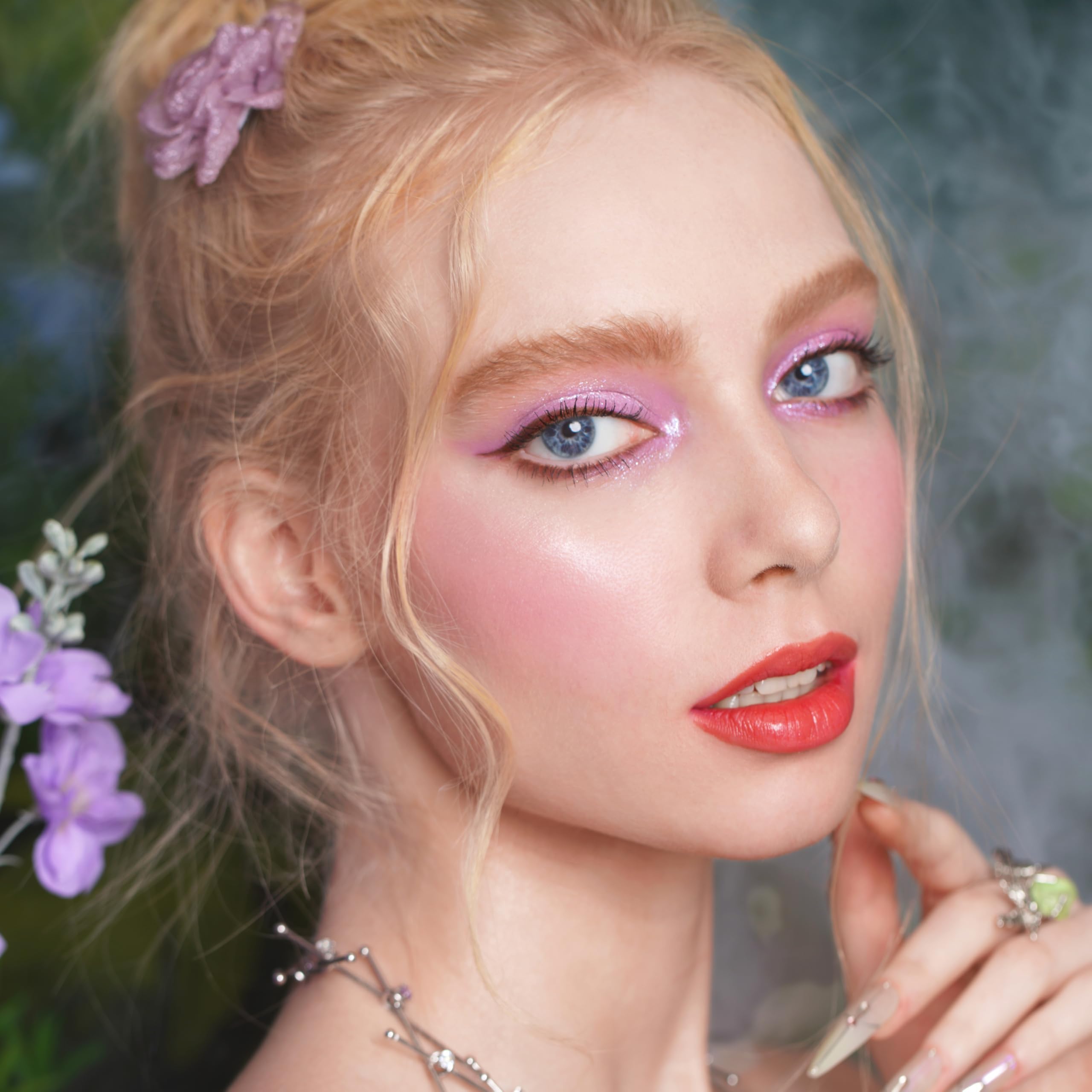 Oulac Purple Blush for Cheeks – Matte Finish, High Pigment, Long-Lasting, Rose Oil